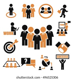 teamwork, meeting, seminar icon set