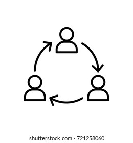 teamwork members line icon black