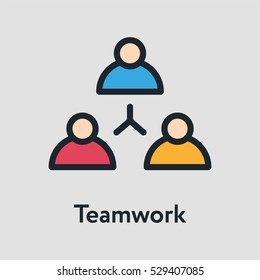 Teamwork Minimal Color Flat Line Stroke Icon Pictogram Symbol Illustration