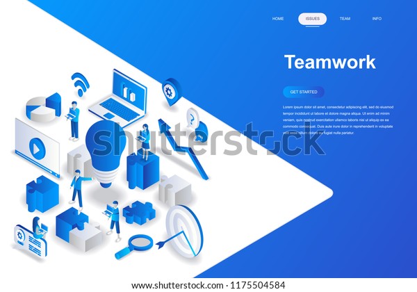 Teamwork Modern Flat Design Isometric Concept Stock Vector (Royalty ...