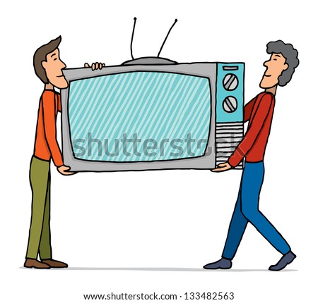 Teamwork / Moving huge tv set