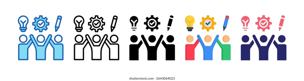Teamwork Multiple Style Icon Set Collection.