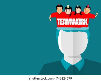 Teamwork Must have creative ideas. Break the duty of work to be successful. And to set goals to go well. vector of illustrator
