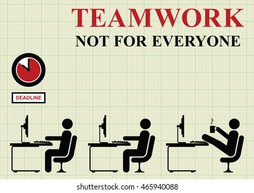 Teamwork not for everyone concept on graph paper background with 
copy space for own text
