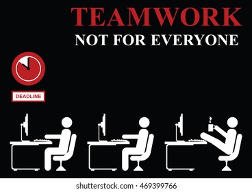 Teamwork not for everyone concept on black background with copy space for own text