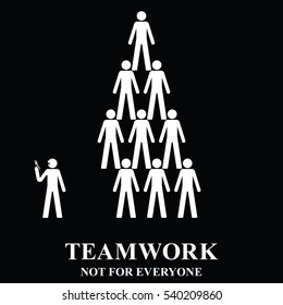 Teamwork is not for everyone in the workplace isolated on black background