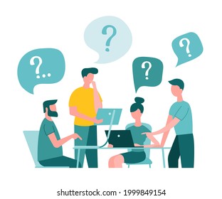 Teamwork in the office, problem solving Brainstorming What to do? Concept vector illustration