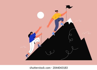 Teamwork Office Target Achieve Illustration