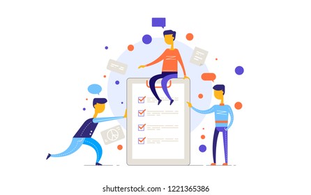 teamwork on finding new ideas, Human resources requirements. Business illustration vector graphic on white background.