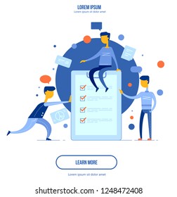 teamwork on finding new ideas, Human resources requirements. Business illustration vector graphic on white background.