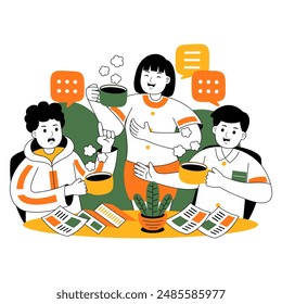 teamwork on project discussion vector illustration