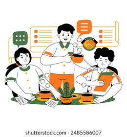 teamwork on project discussion vector illustration