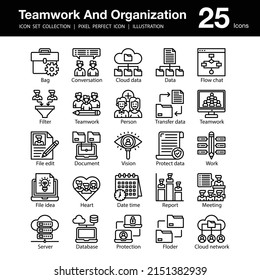 Teamwork And Organization Icon Set Collection