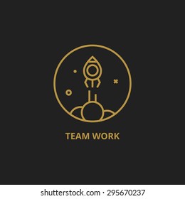 Teamwork outline logo. Minimalistic vector illustration