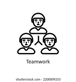 Teamwork Outline Vector Icon Design illustration on White background. EPS 10 File