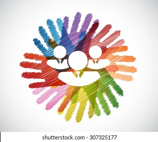 teamwork over diversity hands circle illustration design concept