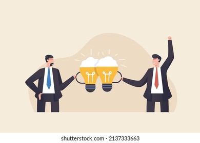 Teamwork or partnership for business success. brainstorm or connect idea concept.