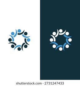 Teamwork partnership collaboration unity symbol with people icons in circle formation icon