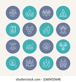 Teamwork and partnership - minimal thin line web icon set. Outline icons collection. 
Simple vector illustration.