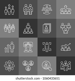 Teamwork and partnership - minimal thin line web icon set. Outline icons collection. 
Simple vector illustration.