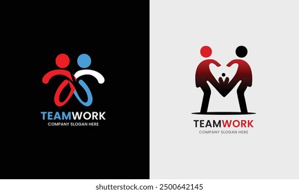 Teamwork Partnerschaft Union Team Unterstützung Gruppe Unternehmensnetzwerk menschliche Firma minimalistisches Logo Design Beispiel  