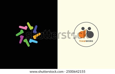 Teamwork partnership union team support group corporate network human company minimalist logo design sample  