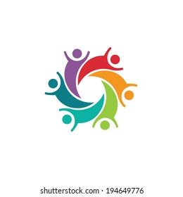 Teamwork Party 6 people image . Concept of community, friendship, club or association. Vector image