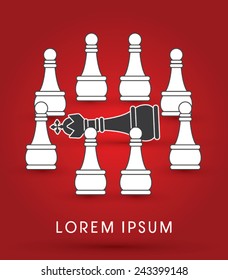 Teamwork, Pawn and King, Chess, logo, symbol, icon, graphic, vector .