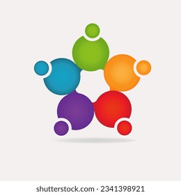 Teamwork people 5 group vector symbol