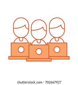 teamwork people avatars with laptops