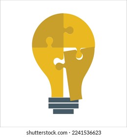 Teamwork People bulb puzzle four pieces. Vector graphic design illustration