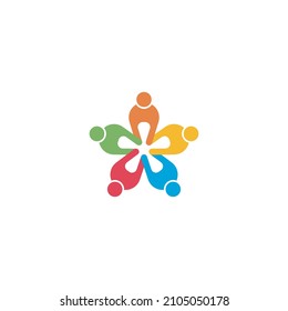 Teamwork people in a circle. Teamwork People logo Friends image. Concept of Group of People, happy team, Vector icon