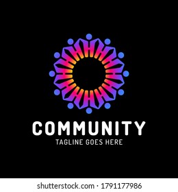 Teamwork people circle logo template, Social community vector design.