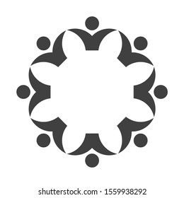 Teamwork people in a circle meeting group icon logo modern flat design. Vector