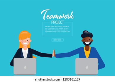 Teamwork people co working successful business.