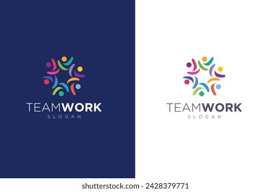 Teamwork People Community Logo Design Human Family Vector Template