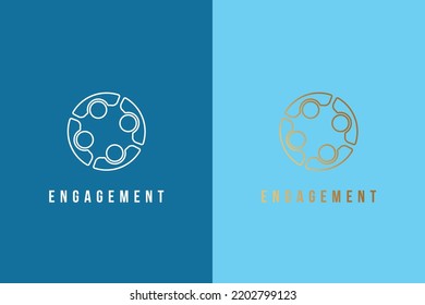 Teamwork people engagement logo lineal minmalist style