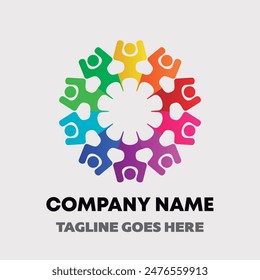 Teamwork people forming a flower shape. Vector isolated on white background.