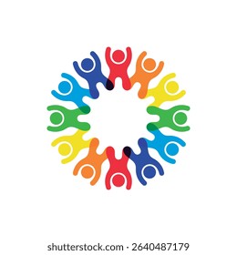 Teamwork people forming a gear shape. Vector isolated on a white background.