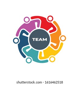 Teamwork People Group Holding in Arms because of hard Work in the making logo design