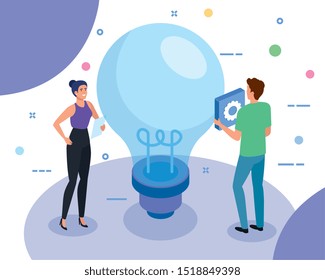 teamwork people with light bulb