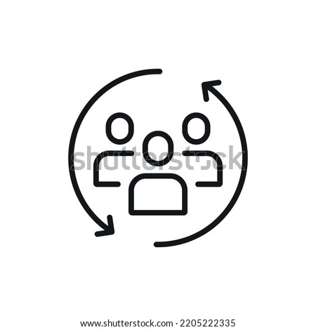 Teamwork people linear icon. Synergy, collaboration, research. Thin line customizable illustration. Contour symbol. Vector isolated outline drawing. Editable stroke