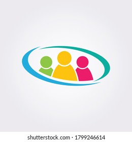 Teamwork People Logo Icon. Adoption, Family, Friendship, And Partnership Vector Illustration