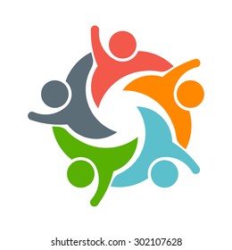 Teamwork People Logo. Image Of Five Persons 