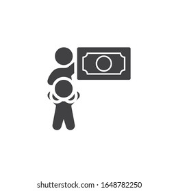 Teamwork people money vector icon. filled flat sign for mobile concept and web design. Business team money glyph icon. Symbol, logo illustration. Vector graphics