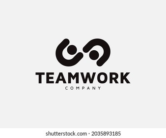 Teamwork people partner community or unity logo design. vector design
