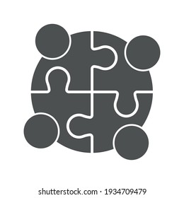 Teamwork People puzzle pieces.
Vector graphics on a white background.