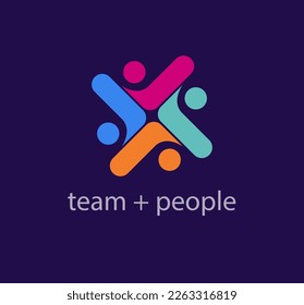 Teamwork and people raising hands, idea of ​​solidarity, modern logo. Unique color transitions. people logo template. vector.