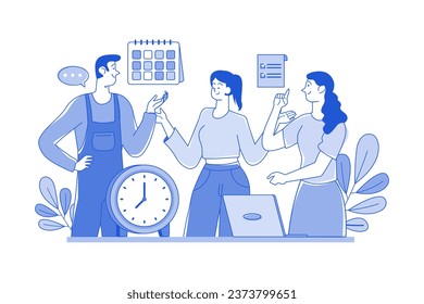 Trabajo En Equipo De Personas Con Programas Y Tareas