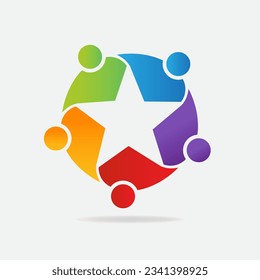 Teamwork-Leute-Star-Gruppe 5 Logo-Vektorgrafik